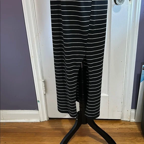 Lush  Black and Ivory Striped Sleeveless Knit Dress - Picture 4 of 10